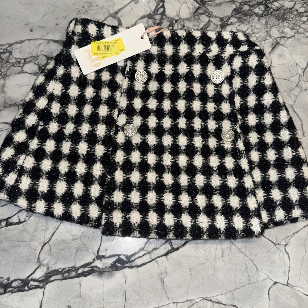 GB Girls Skirt Black White Houndstooth Holiday Fancy NEW